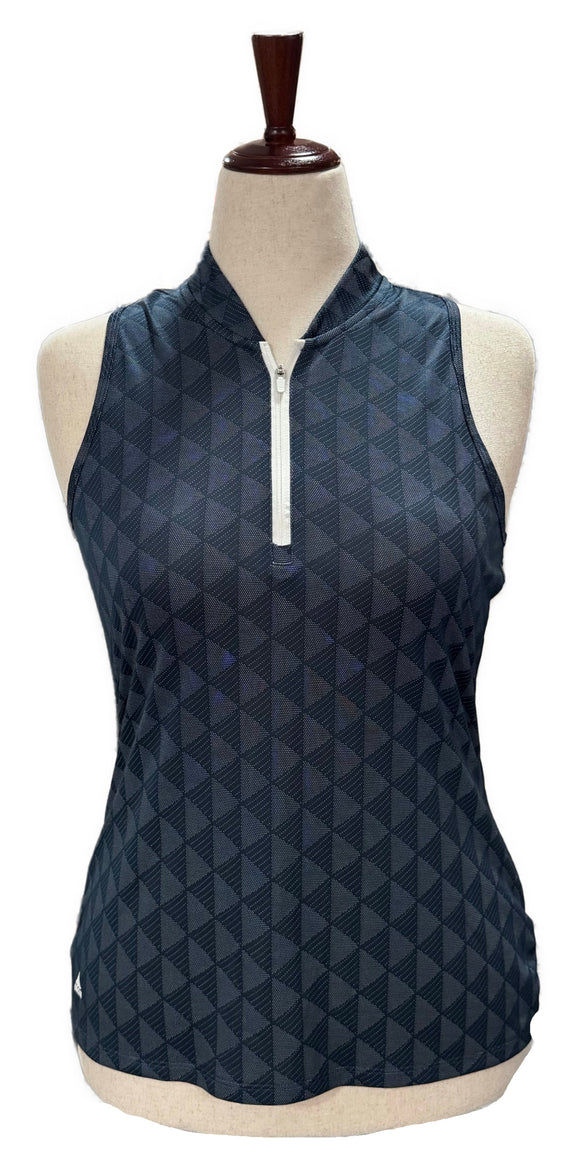 Adidas Navy Triangle Print Sheer Golf Top Size M