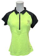 Annika by Cutter & Buck Neon Yellow & Black Colorblock Polo Size S-1