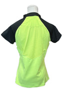 Annika by Cutter & Buck Neon Yellow & Black Colorblock Polo Size S-2
