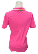 New G/Fore Women's Contrast Collar Ribbed Tech Nylon Polo Knockout Pink Size M MSP$120-6