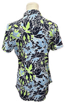 Jofit Navy, Light Blue & Lime Floral Printed Short Sleeve Golf Polo Size S-2