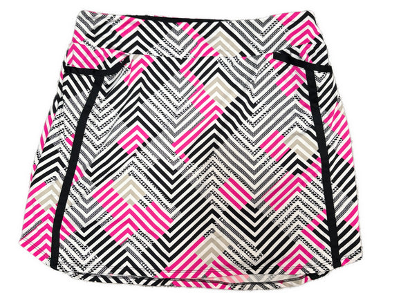 Tail White Label Black, Pink & White Chevron Golf Skort Size L