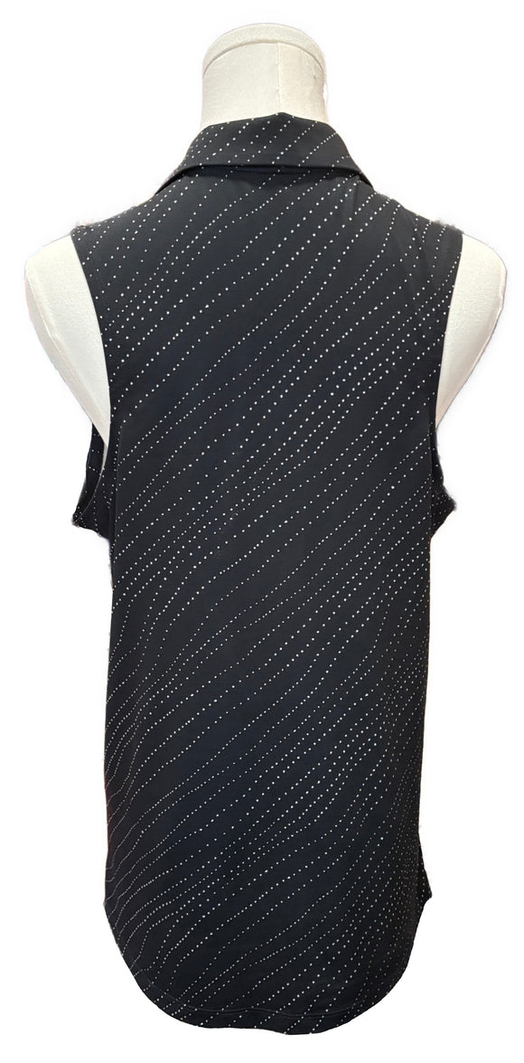 Nike Dri-Fit Diagonal Curved Dotted Black & White Sleeveless Polo Size M