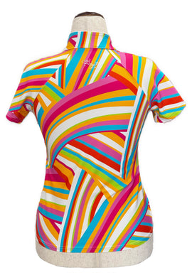 Tzu Tzu Multicolored Asymmetrical Striped Polo Size M - 0