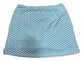 Sigrid Olsen Aqua & Blue Art Deco Fan Golf Skort Size M - 0