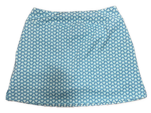 Sigrid Olsen Aqua & Blue Art Deco Fan Golf Skort Size M
