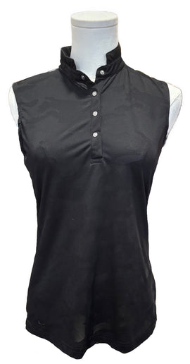 Daily Sports Black Sleeveless Mesh Camo Mock Top Size S