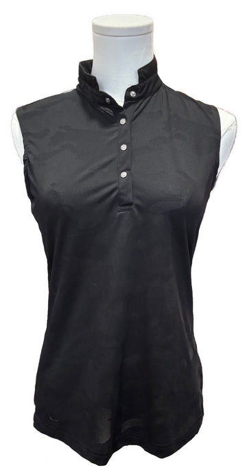 Daily Sports Black Sleeveless Mesh Camo Mock Top Size S