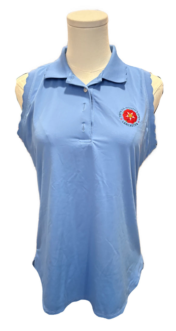 Peter Millar Periwinkle Sleeveless Scallop Polo w/ Logo Size M