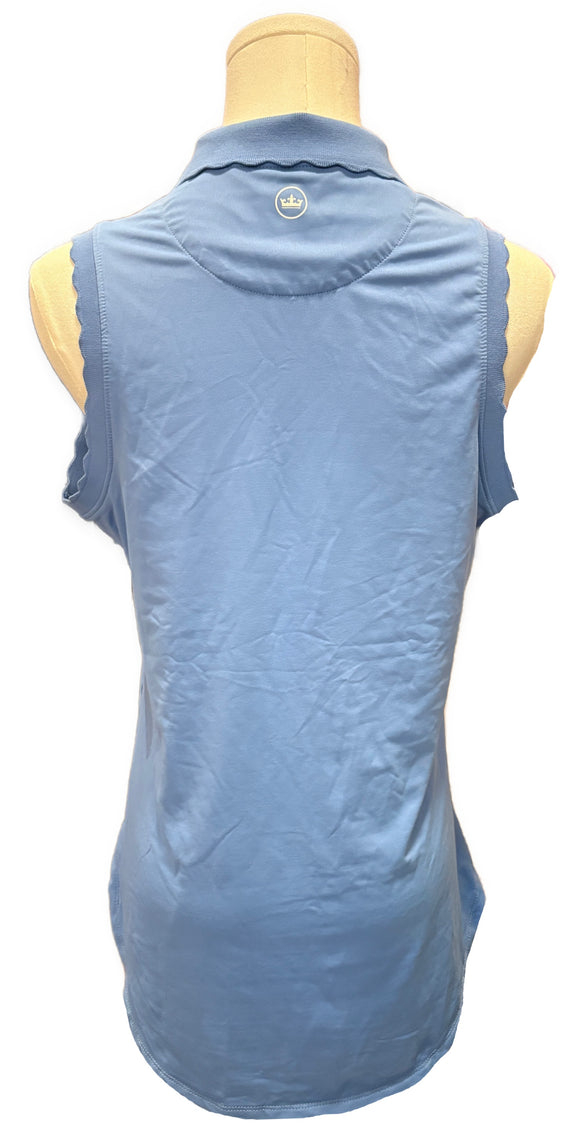 Peter Millar Periwinkle Sleeveless Scallop Polo w/ Logo Size M