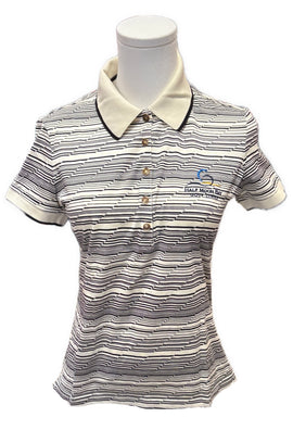 Clover by Bobby Jones Black & Off White Digital Striped Polo Size S