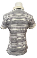 Clover by Bobby Jones Black & Off White Digital Striped Polo Size S-2