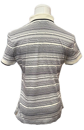 Clover by Bobby Jones Black & Off White Digital Striped Polo Size S - 0