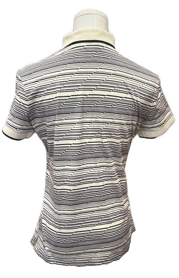 Clover by Bobby Jones Black & Off White Digital Striped Polo Size S