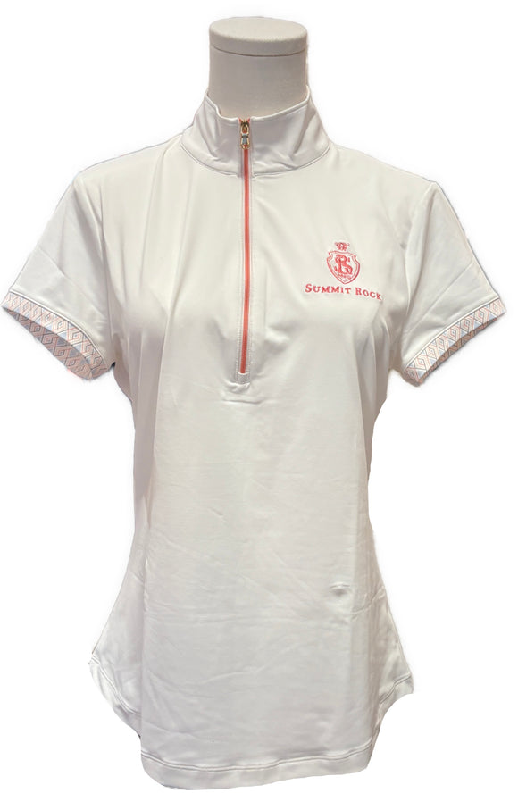 Fairway & Greene White Mock Polo 'Summit Rock' Size M