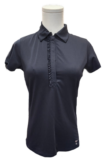 Golftini Navy Ruffled Short Sleeve Polo Size XS MSP $98