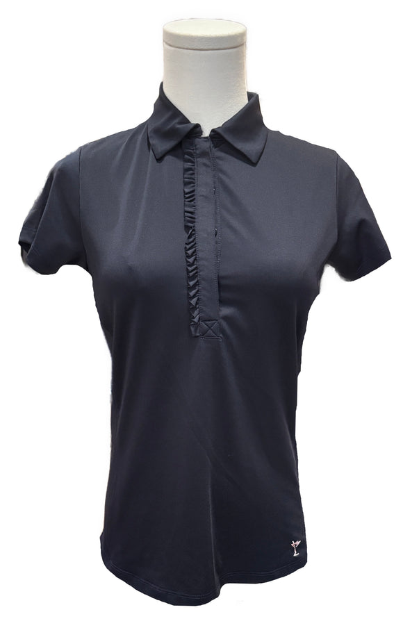 Golftini Navy Ruffled Short Sleeve Polo Size XS MSP $98