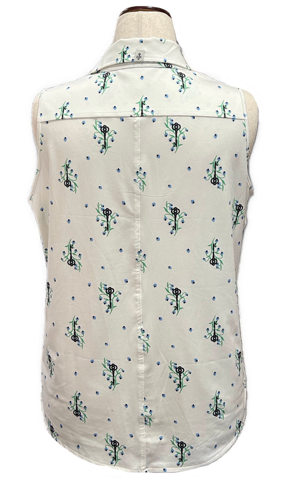 Belyn Key White Floral Sleeveless Golf top Size L MSP$116