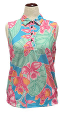 Kenny Flowers Women's Tropical Print Sleeveless Golf Polo Size XL MSP$88-1