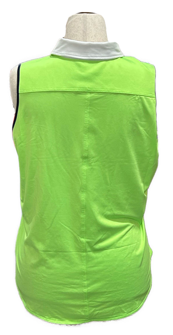 Belyn Key Women's Neon Green Keystone Sleeveless Golf Top Size L MSP$118