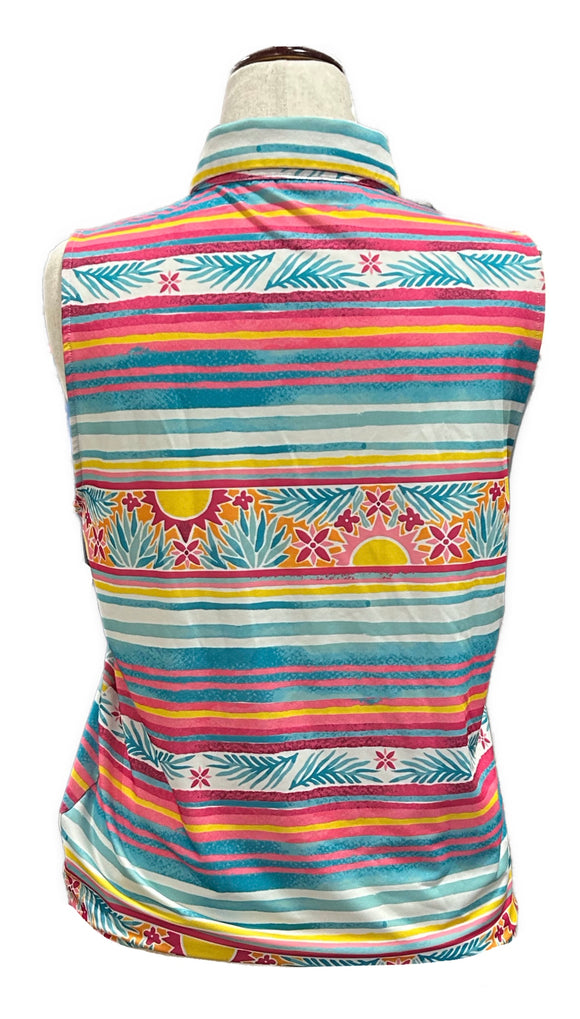 Kenny Flowers Women's Aqua & Pink Striped Sleeveless Golf Top Size XL MSP$88