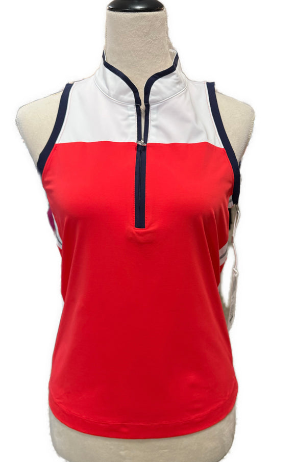 New Kinona Resolution Sleeveless Golf Top - Tomato Red MSP$99