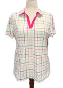 New Kinona Classic & Fantastic Tattersall Plaid Golf Top MSP$115-1