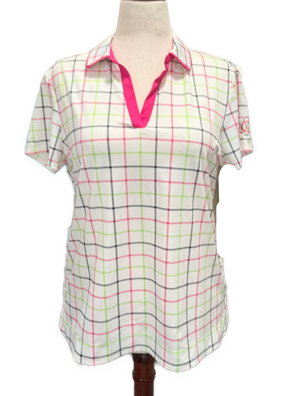 New Kinona Classic & Fantastic Tattersall Plaid Golf Top MSP$115