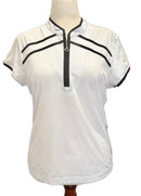 New Kinona Gimme Putt Short Sleeve Golf Top - White/Black Size L MSP$121-1
