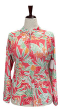 Emerald 18 Coral Floral 1/4 Zip Long Sleeve Pullover Size M-1