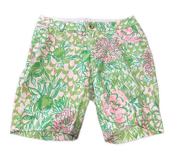 Lilly Pulitzer Green & Pink Floral Women's Golf Shorts Size 8