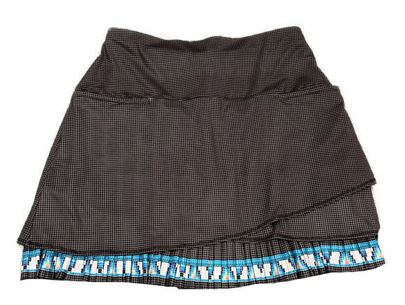 Lucky in Love Black Grid Patterned w/Blue Accent Women's Golf Skort Size L