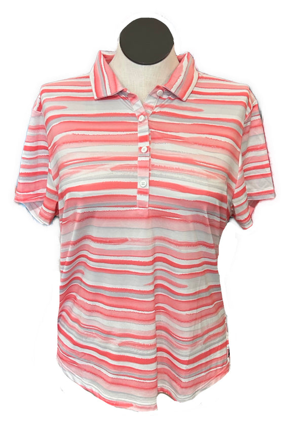 Footjoy Women's Coral & White Watercoloe Golf Polo Size XL MSP$