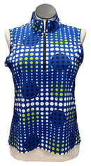 Kinona Navy, White & Green Polka Dot Sleeveless Top Size L-1