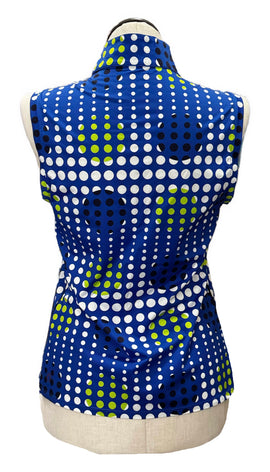 Kinona Navy, White & Green Polka Dot Sleeveless Top Size L - 0