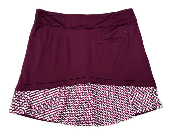 Callaway Burgandy Skort with Printed Layers Size L  MSP$79