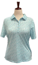 G/Fore Women's Aqua Print Short Sleeve Golf Polo Size L MSP$110-1