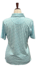 G/Fore Women's Aqua Print Short Sleeve Golf Polo Size L MSP$110-2
