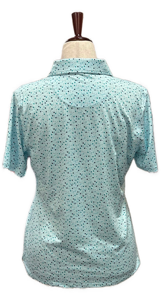 G/Fore Women's Aqua Print Short Sleeve Golf Polo Size L MSP$110