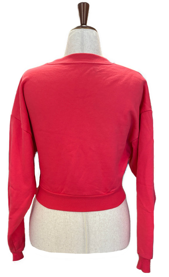 alo Women's Candy Red Cropped Accolade Crewneck Size L MSP$128