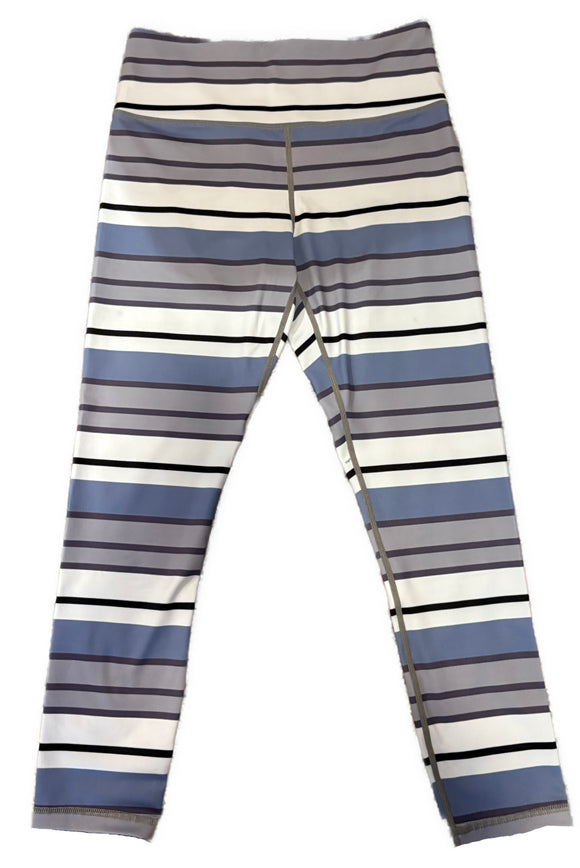 Zyia Active Women's Purple & Black Striped Leggings Size M