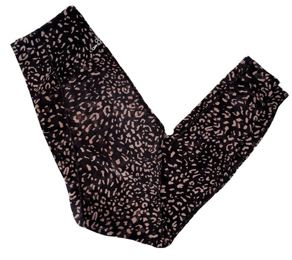 Lorna Jane Women's Black & Tan Cheetah Print Leggings Size M MSP$72