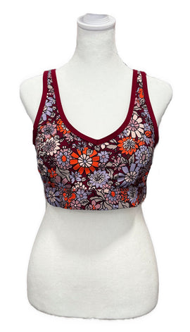 Lorna Jane Maroon & Purple Floral Sports Bra Size L MSP$60
