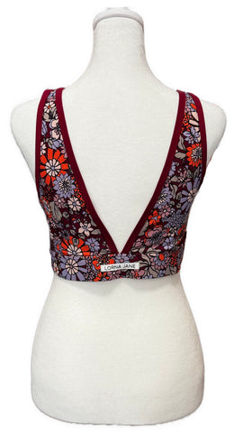 Lorna Jane Maroon & Purple Floral Sports Bra Size L MSP$60 - 0