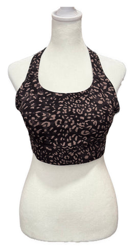 Lorna Jane Women's Black & Tan Cheetah Print Sports Bra Size M MSP$60