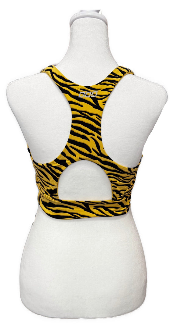 Lorna Jane Women's Yellow & Black Tiger Stripe Sports Bra Size M MSP$60