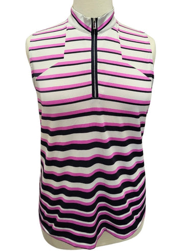 Tail White Label Magenta, Black & White Sleeveless Golf Mock Top Size XL