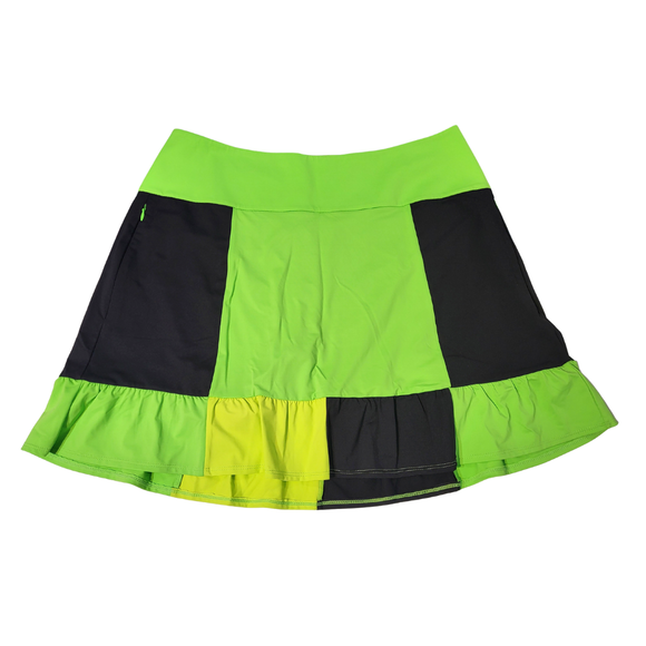 NEW Kinona Green Showstopper Colorblock Lime Green & Black Golf Skort Size L MSP$149