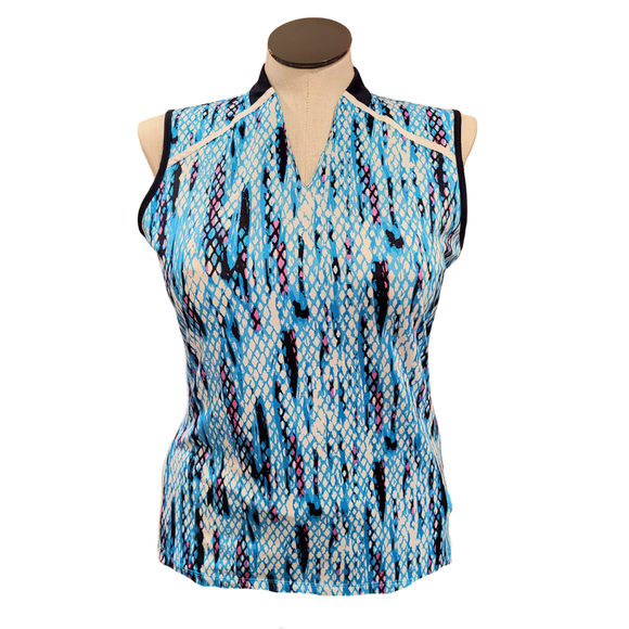 Tail White Label Light Blue Teal Snakeskin Sleeveless Size L MSP $86