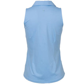 New Jofit Women's Johnny Collar Cutaway Sleeveless Polo - Vista Blue MSP$98 - 0